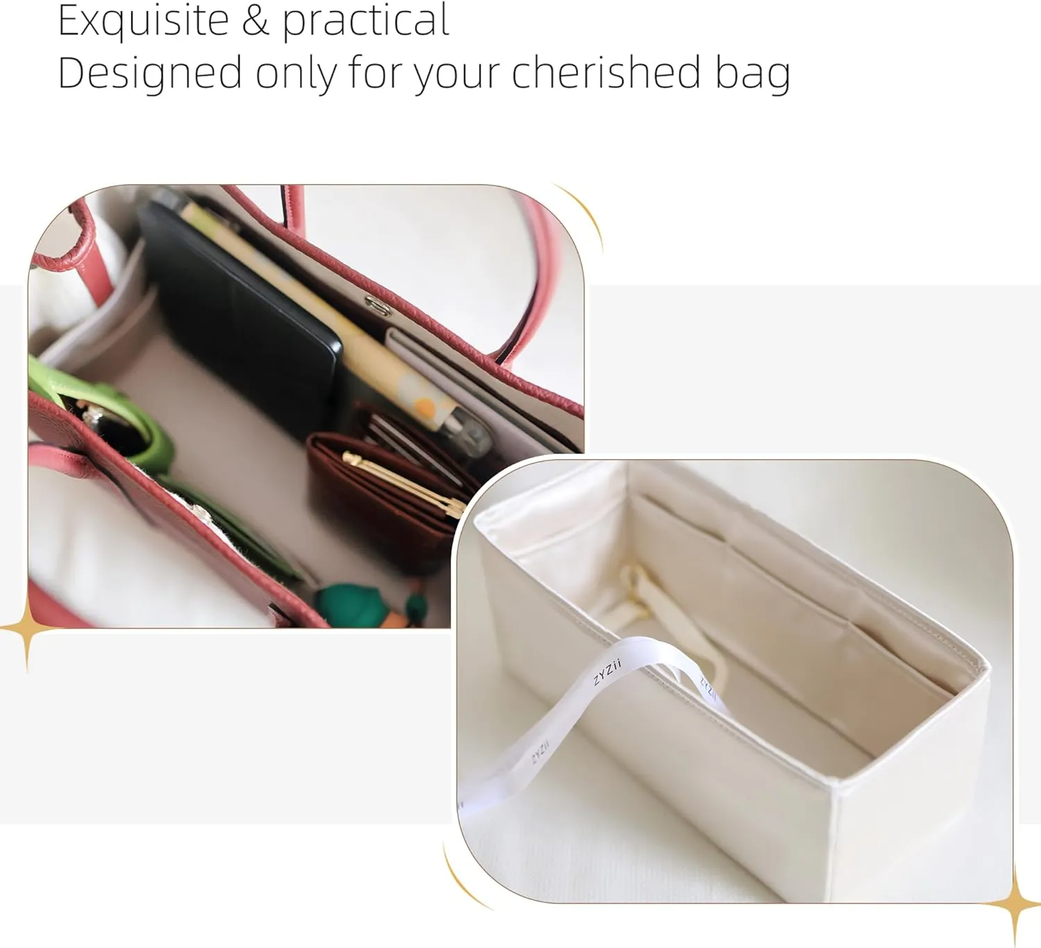Silk Purse Organizer for Garden Party 26/30/36/49,Insert Bag in Bag,Luxury Handbag Tote Lining Bag Shapers（Canvas,GP49）