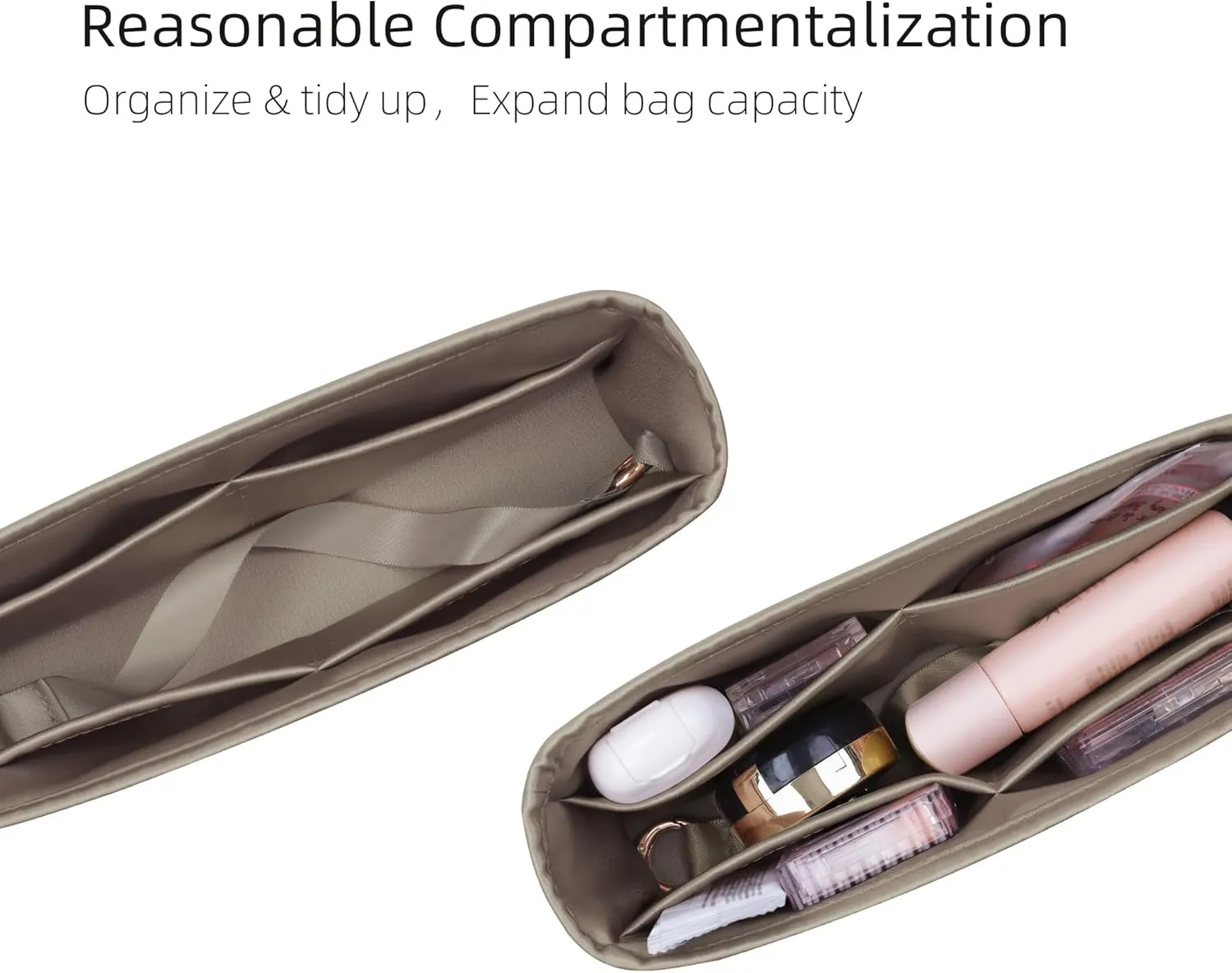 Silk Purse Organizer for Kelly Danse,Insert Bag in Bag,Luxury Handbag Tote Lining Bag Shapers(Danse22,Etoupe Grey)