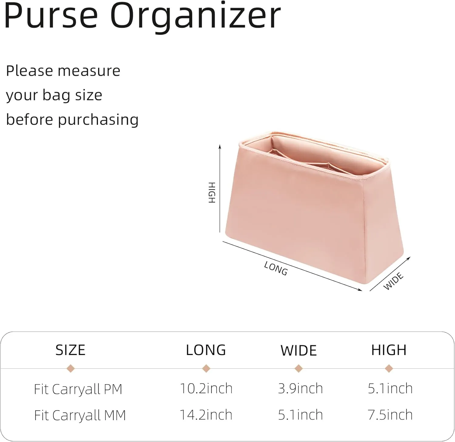 Silk Purse Organizer for LV Carryall - Insert Bag in Bag, Luxury Handbag Tote Lining - PM RSE Eglantine
