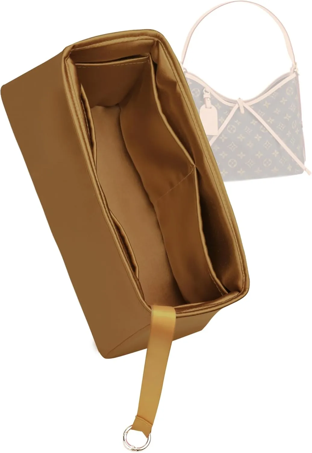 Silk Purse Organizer for LV Carryall PM/MM, Insert in Luxury Handbag Tote Lining Bag Shapers (MM, Biscuit)