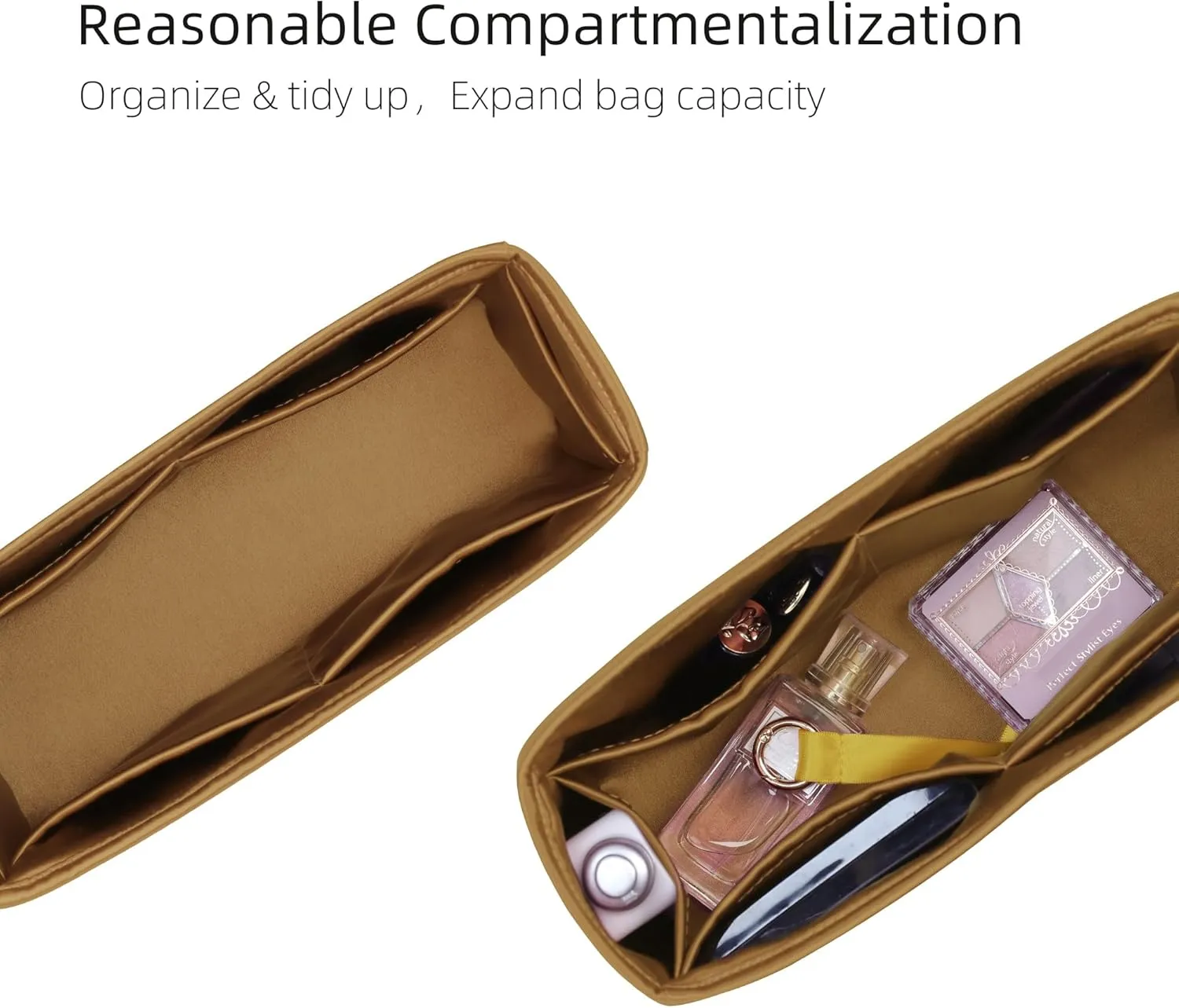 Silk Purse Organizer for LV Carryall PM/MM, Insert in Luxury Handbag Tote Lining Bag Shapers (MM, Biscuit)
