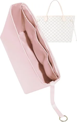 Silk Purse Organizer for LV Neverfull-PM/MM/GM,Insert in Bag,Luxury Handbag Tote Lining Bag Shapers(PM,Pink)