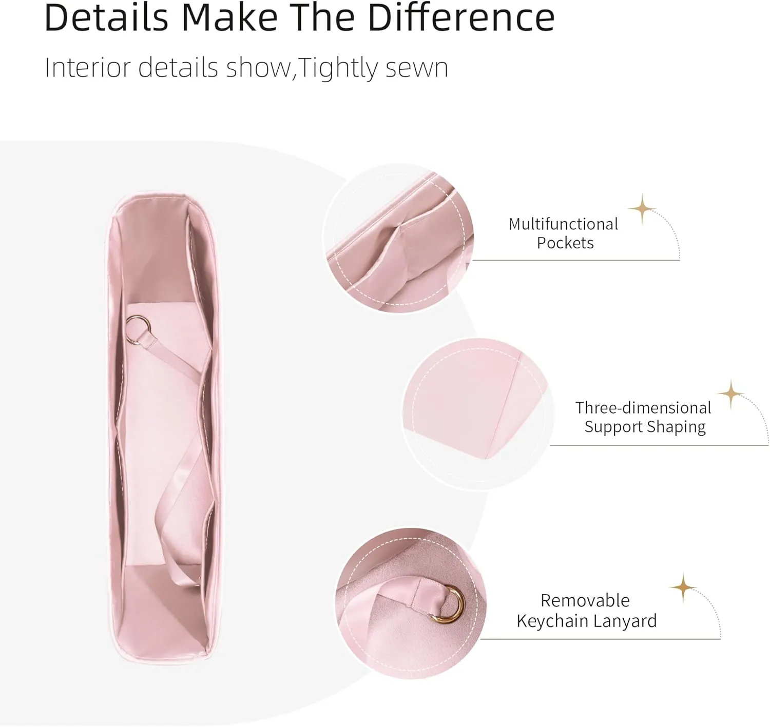 Silk Purse Organizer for LV Neverfull-PM/MM/GM,Insert in Bag,Luxury Handbag Tote Lining Bag Shapers(PM,Pink)