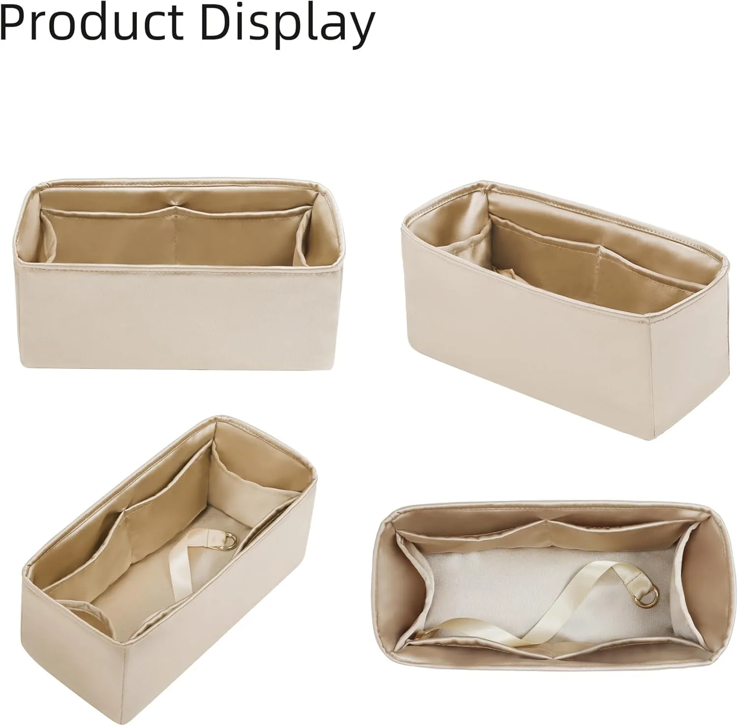 Silk Purse Organizer for Puzzle Mini/Small/Medium/Large,Insert Bag in Bag,Luxury Handbag Tote Lining Bag Shapers(Champagne,Medium)