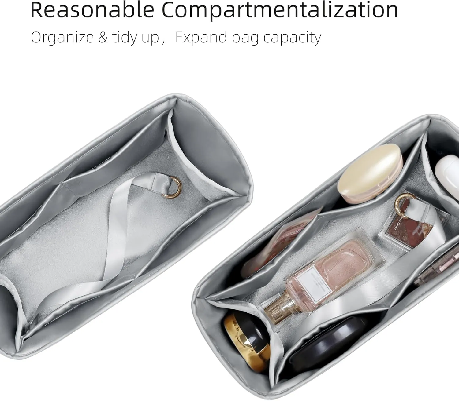 Silk Purse Organizer for Puzzle Mini/Small/Medium/Large,Insert Bag in Bag,Luxury Handbag Tote Lining Bag Shapers(Gris Meyer,Medium)