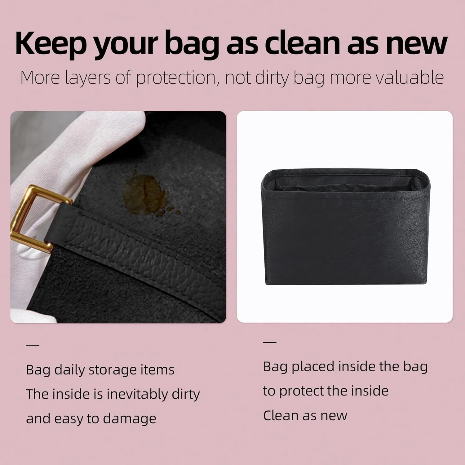 Silk Purse Organizer Insert fits Chanel Duma Bags, Silky Smooth Bag Organizer, Large Capacity Inner Bag, Luxury Handbag Tote Shaper (22A/22C/23C/24P Small,Black)