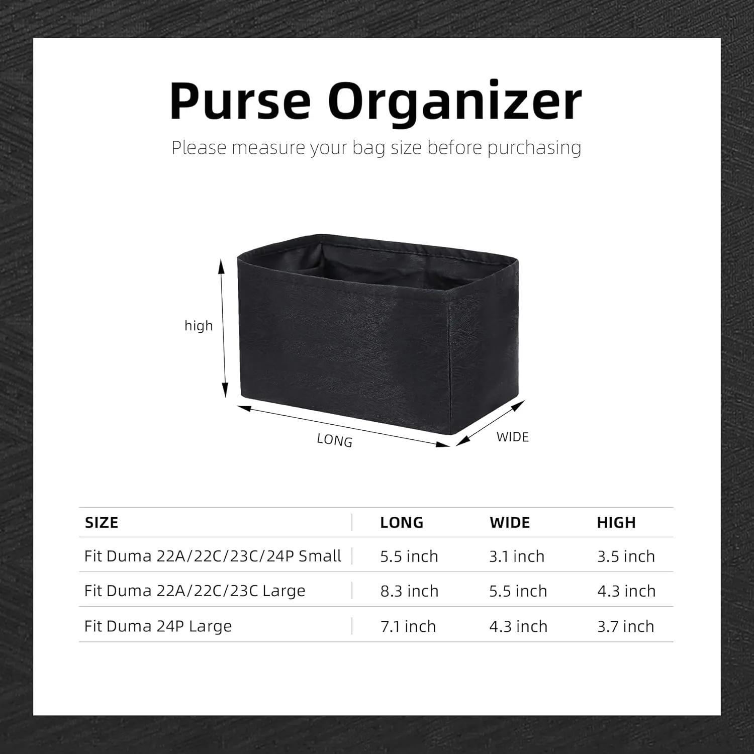 Silk Purse Organizer Insert fits Chanel Duma Bags, Silky Smooth Bag Organizer, Large Capacity Inner Bag, Luxury Handbag Tote Shaper (22A/22C/23C/24P Small,Black)