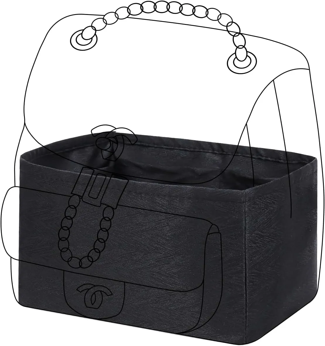 Silk Purse Organizer Insert fits Chanel Duma Bags, Silky Smooth Bag Organizer, Large Capacity Inner Bag, Luxury Handbag Tote Shaper (22A/22C/23C/24P Small,Black)