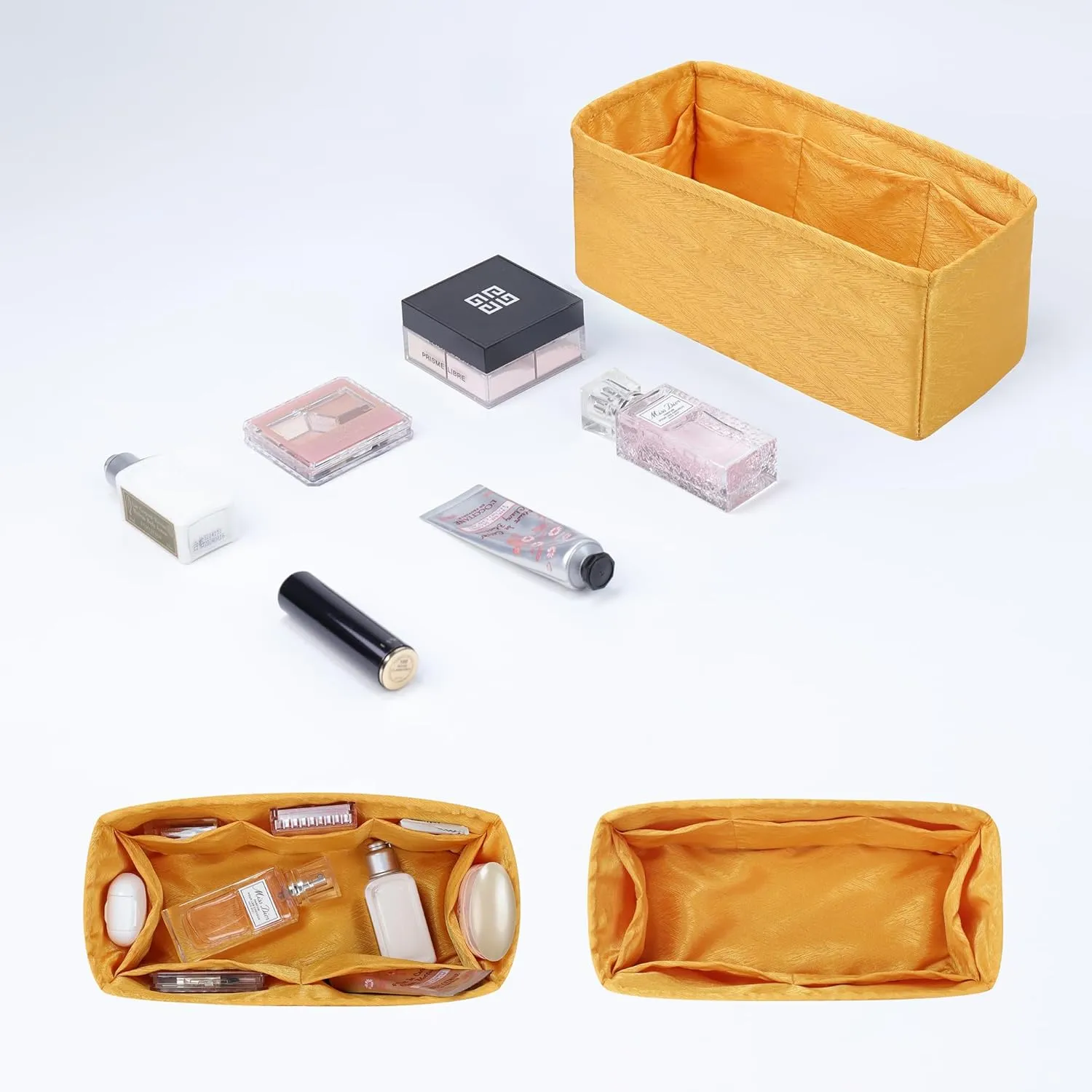 Silk Purse Organizer Insert for Garden Party 26/30/36/49, Silky Soft Bag Organizer Liner, Lightweight Luxury Handbag Tote Shaper(GP30,Amber Yellow)