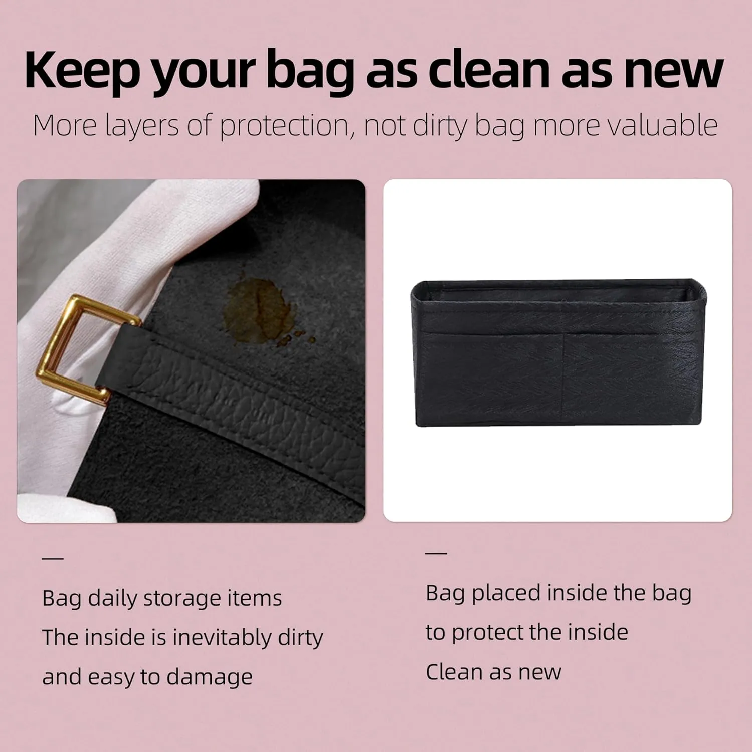 Silk Purse Organizer Insert for Garden Party 26/30/36/49, Silky Soft Bag Organizer Liner, Lightweight Luxury Handbag Tote Shaper(GP30,Black)