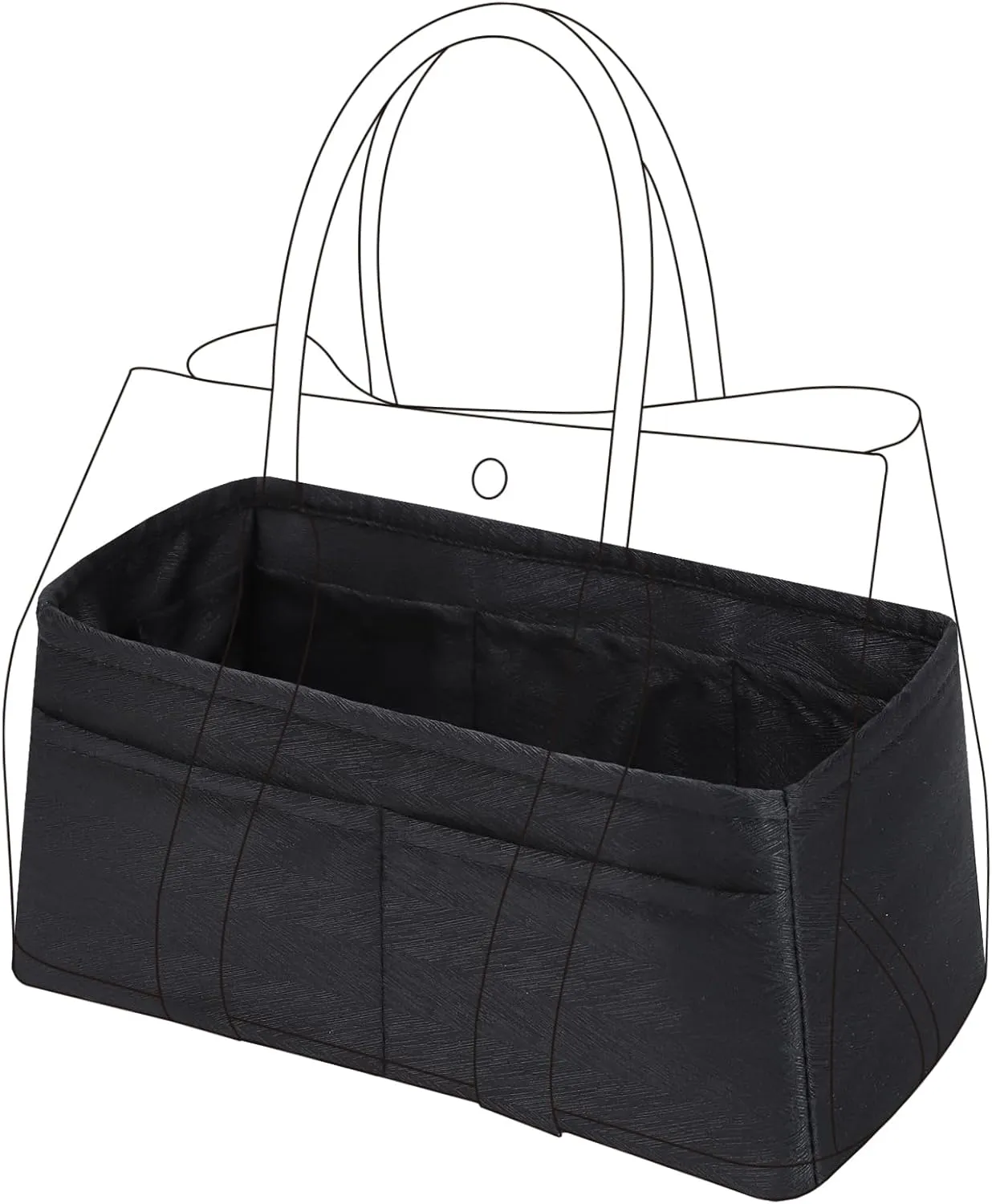 Silk Purse Organizer Insert for Garden Party 26/30/36/49, Silky Soft Bag Organizer Liner, Lightweight Luxury Handbag Tote Shaper(GP30,Black)