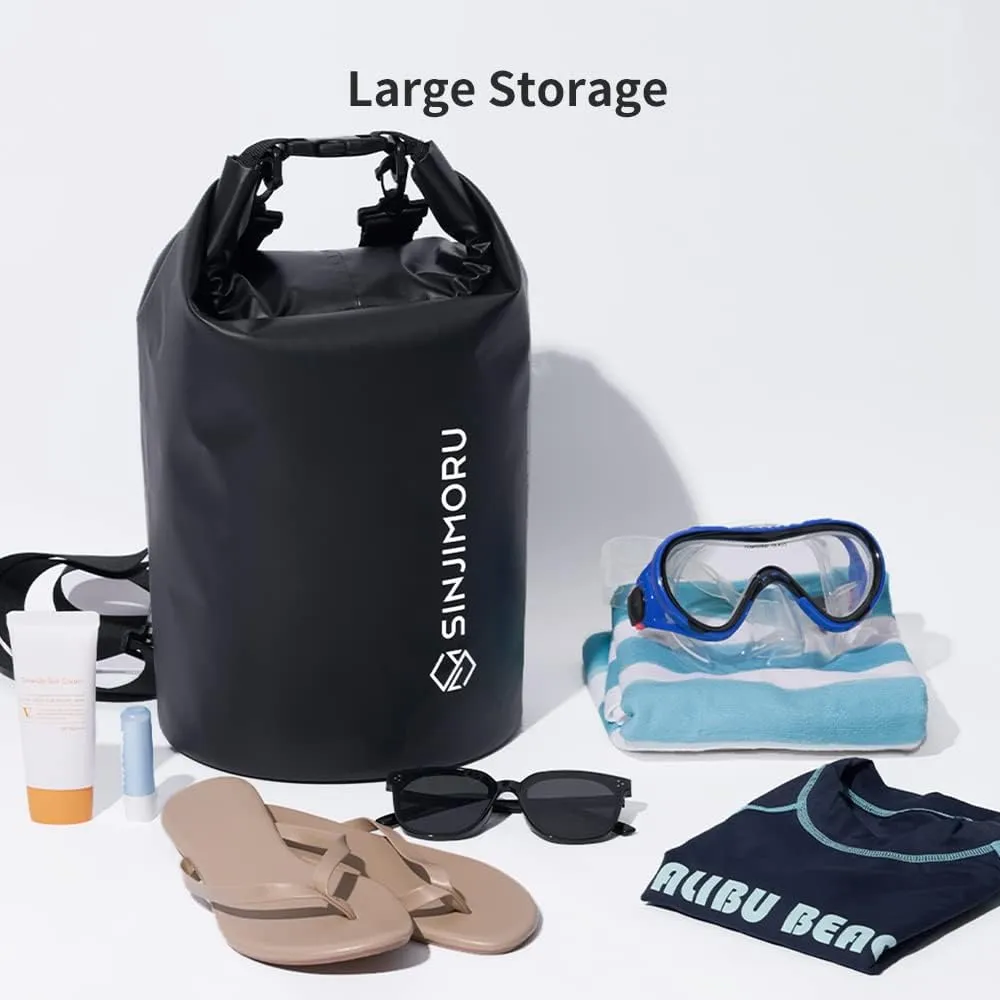 Sinjimoru Lightweight Multifunctional Waterproof Boat Bag, 3 Style Water Beach Backpack 15L for Travel Kayaking Boating Camping Fishing, Vacation Essentials Accessories. Waterproof Dry Bag White