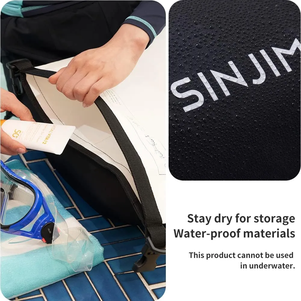 Sinjimoru Lightweight Multifunctional Waterproof Boat Bag, 3 Style Water Beach Backpack 15L for Travel Kayaking Boating Camping Fishing, Vacation Essentials Accessories. Waterproof Dry Bag White