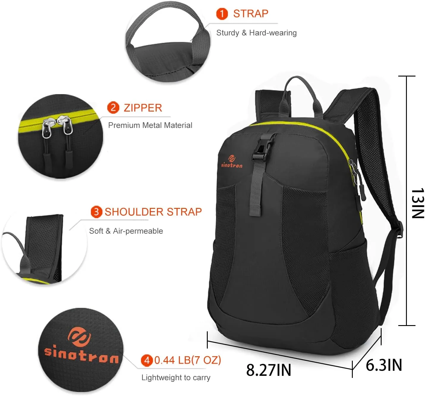sinotron 22L Lightweight Packable Hiking Backpack, Small Hiking Backpack Day Pack for Women Men Travel Camping Vacation
