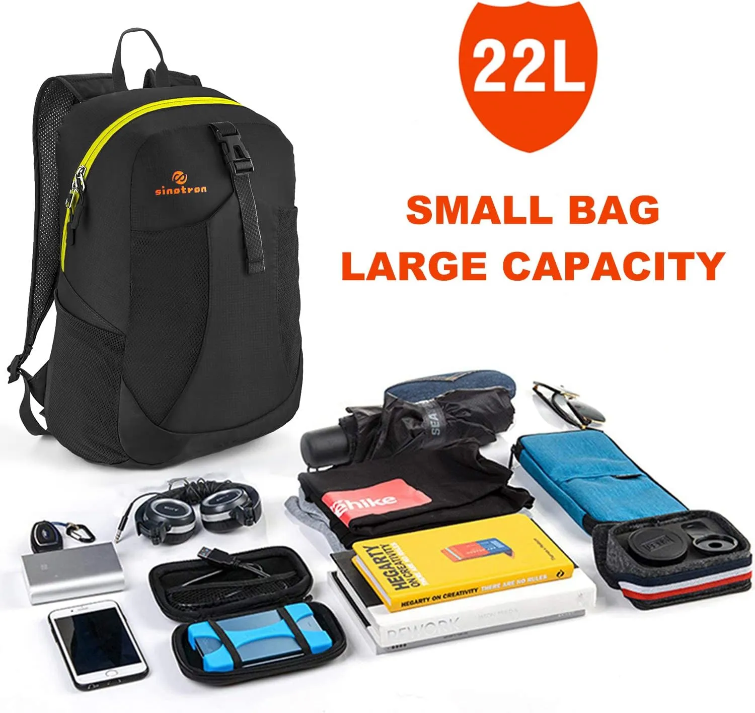 sinotron 22L Lightweight Packable Hiking Backpack, Small Hiking Backpack Day Pack for Women Men Travel Camping Vacation