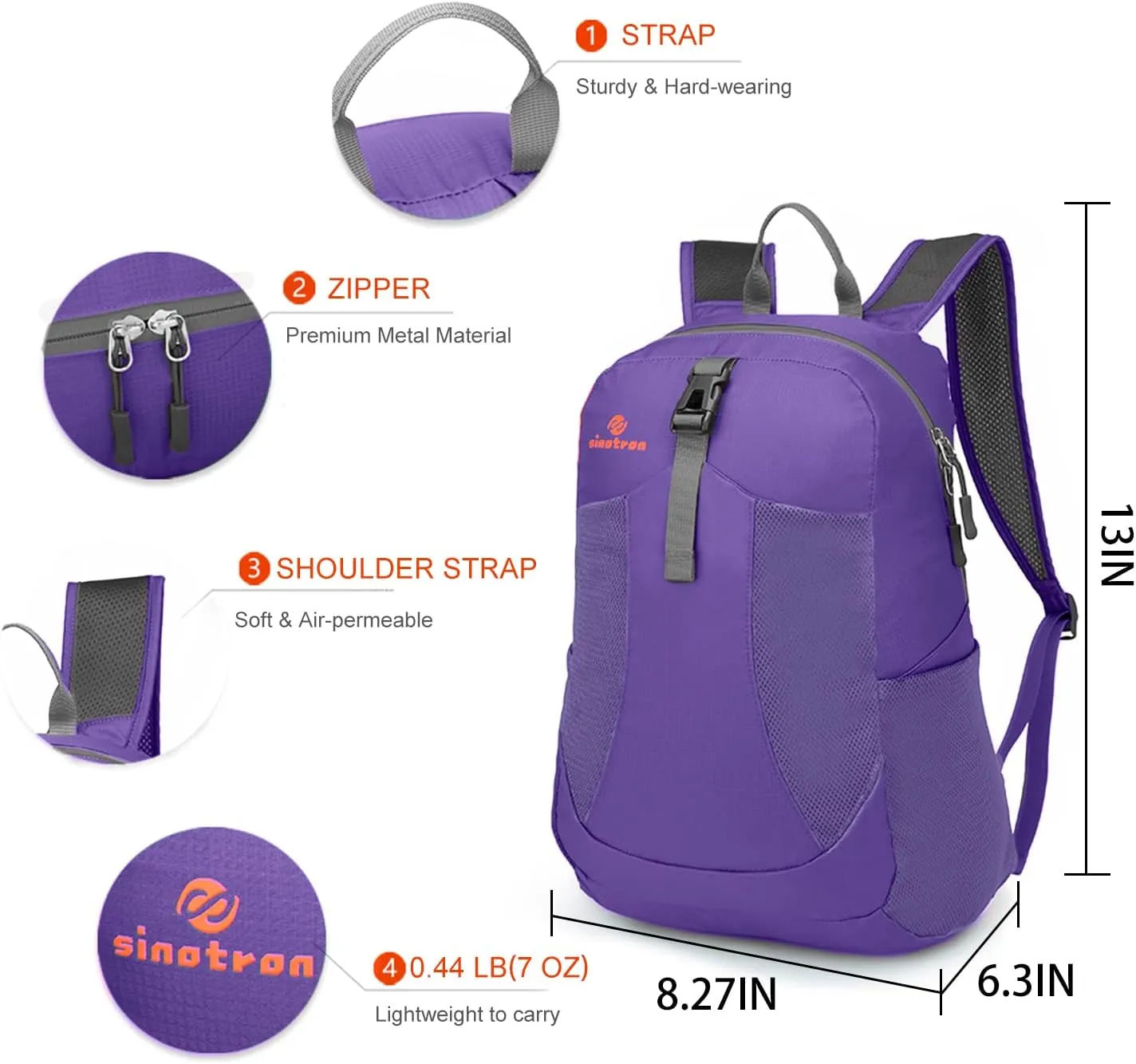 sinotron 22L Lightweight Packable Hiking Backpack, Small Hiking Backpack Day Pack for Women Men Travel Camping Vacation