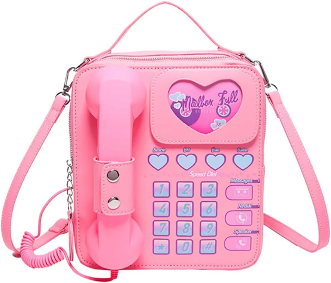 Sister Amy® Retro Dial Telephone Crossbody Shoulder Bag – Vintage-Inspired Design with Movable Microphone