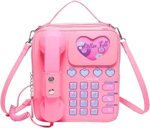 Sister Amy® Retro Dial Telephone Crossbody Shoulder Bag – Vintage-Inspired Design with Movable Microphone
