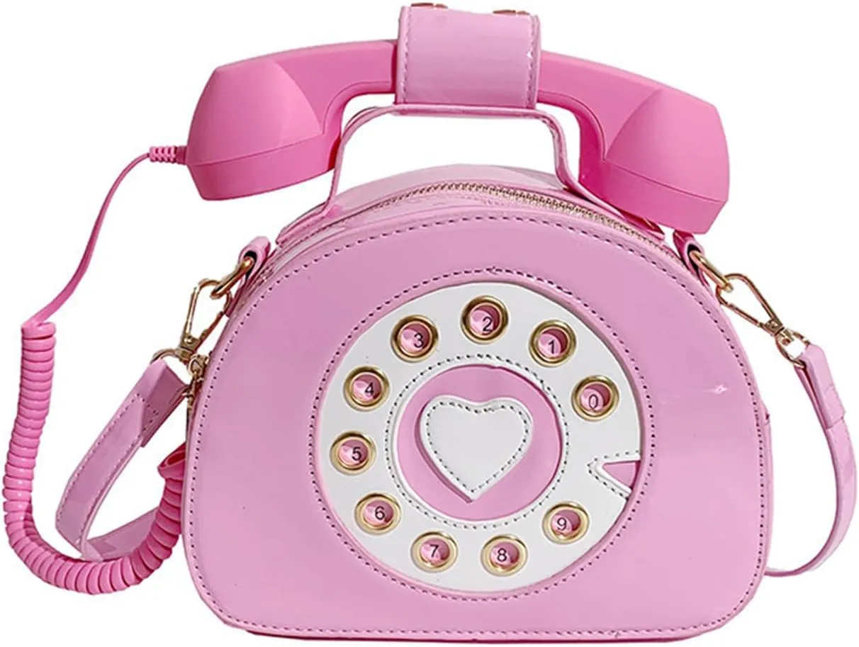 Sister Amy® Vintage-Inspired Crossbody Shoulder Bag – Retro Dial Telephone Design with Movable Microphone