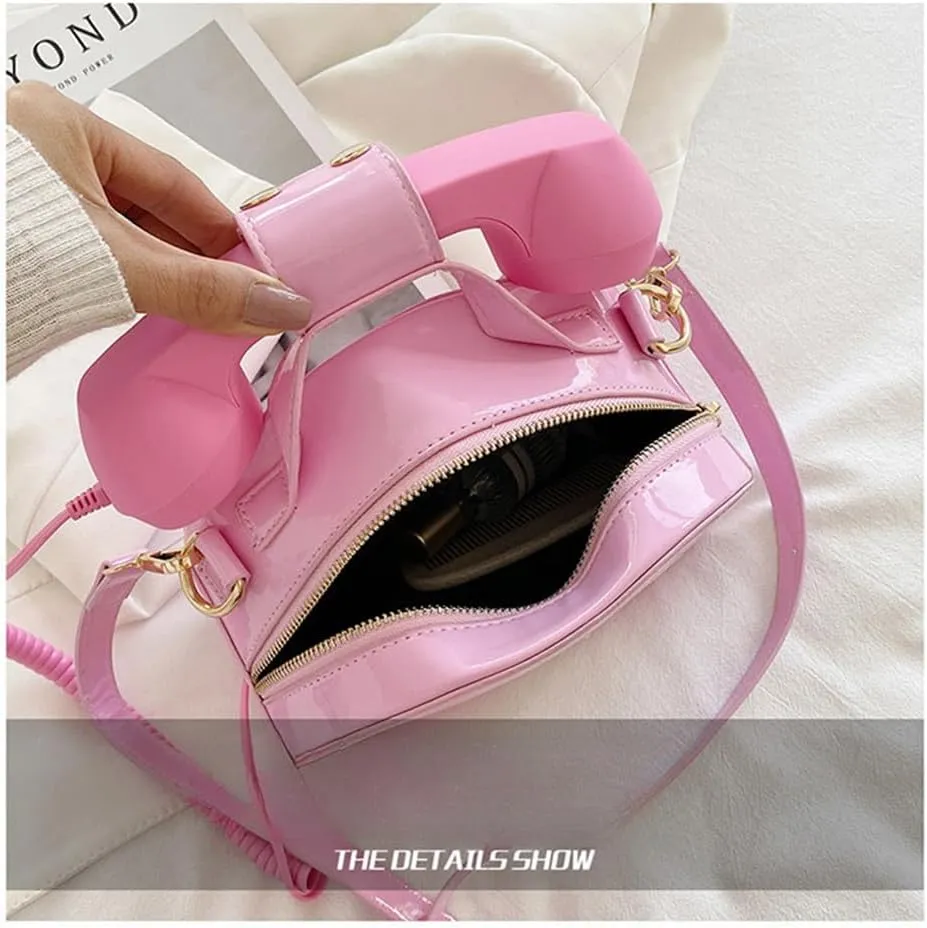 Sister Amy® Vintage-Inspired Crossbody Shoulder Bag – Retro Dial Telephone Design with Movable Microphone