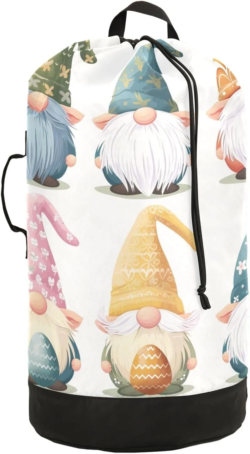 Six Lovely Dwarf Laundry Backpack Bag with Drawstring Closure Waterproof Laundry Bag Laundry Hamper Clothes Storage for Travel Laundromat Apartment
