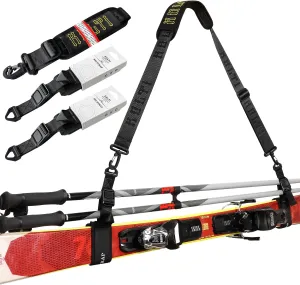 Ski Strap & Pole Carrier, Adjustable Shoulder Straps Features Cushioned Shoulder Pad & Strong Buckle, Great for Families