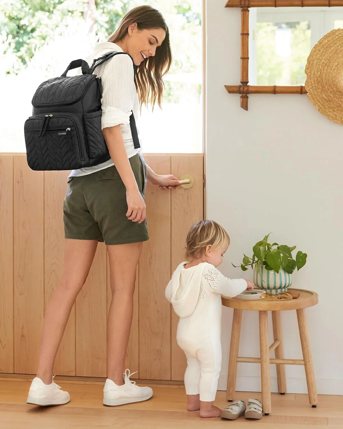 Skip Hop Diaper Bag Backpack: Forma, Multi-Function Baby Travel Bag with Changing Pad & Stroller Attachment, Jet Black