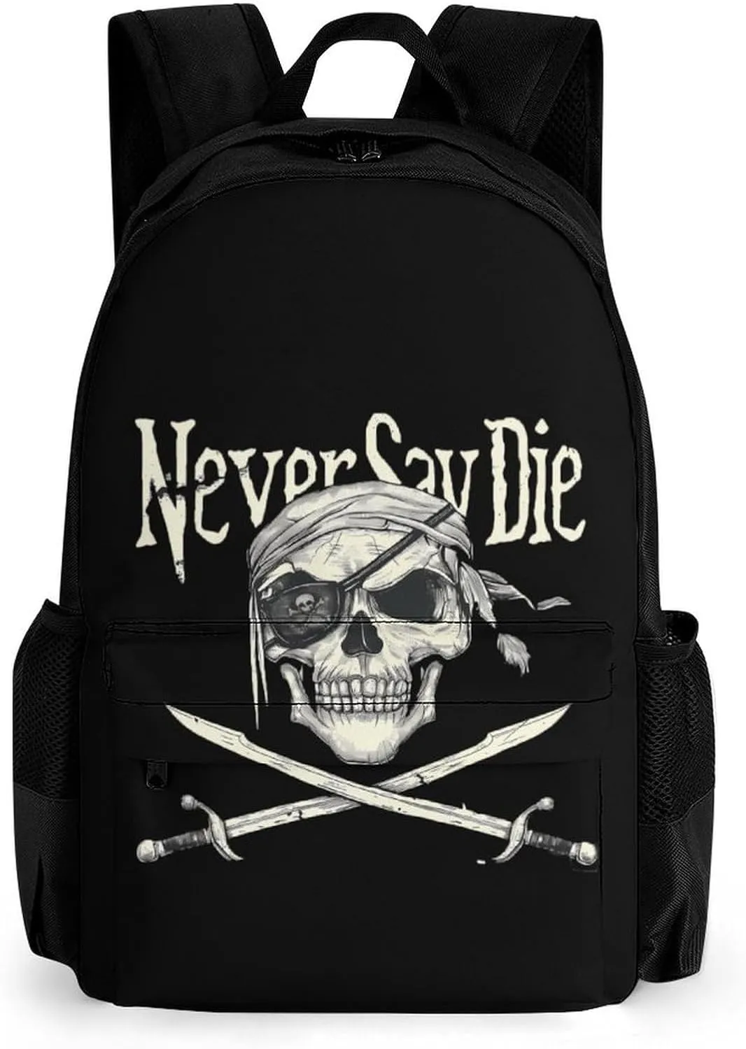 Skull Never Say Die Travel Laptop Backpack for Men Women Casual Basic Bag Hiking Backpacks Work