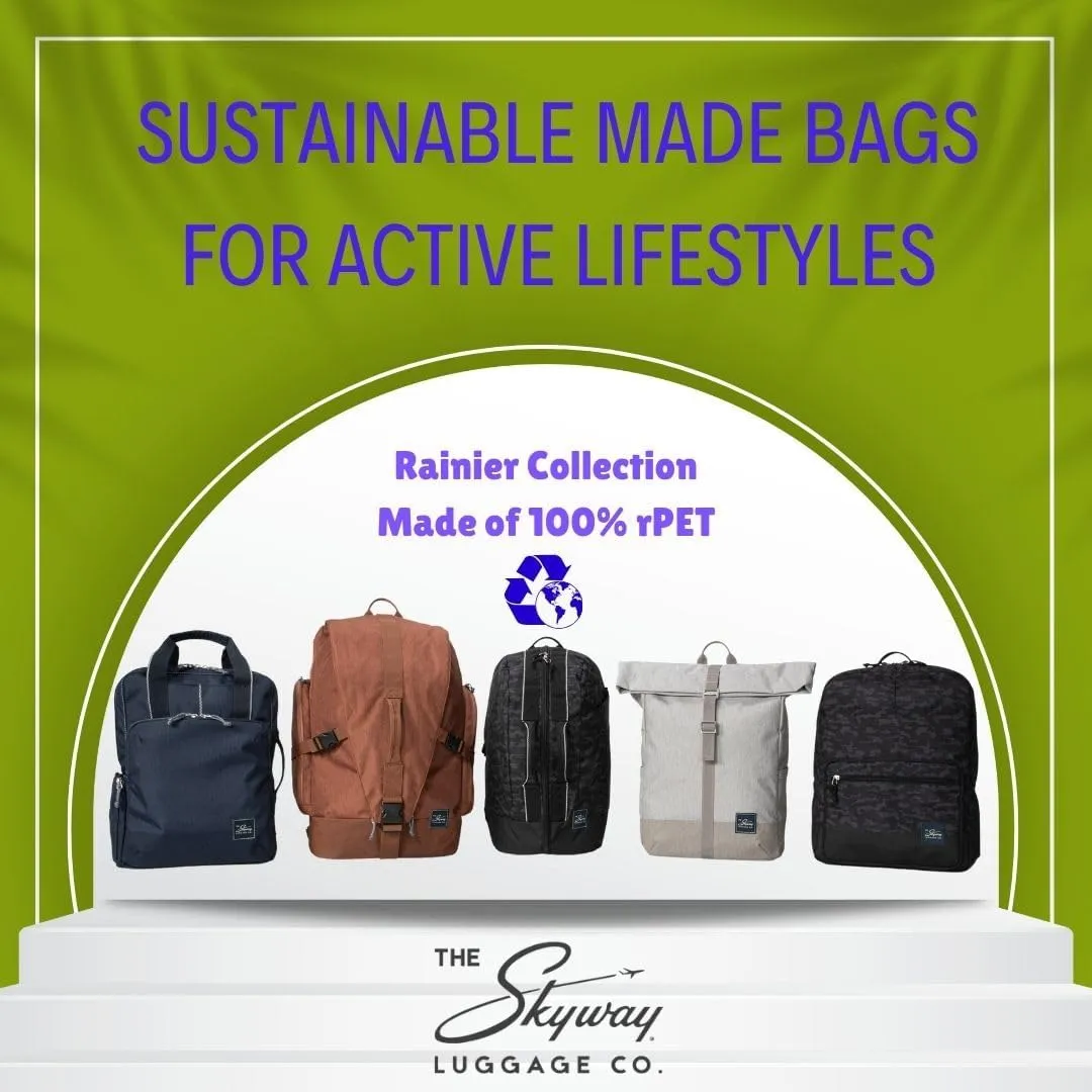 Skyway Luggage Rainier Rolltop Commuter Casual Daypack for Work or Hiking, Eco-Friendly, Made of 100% rPET Travel Laptop Bag for Women & Men, 20L, Zion Gray