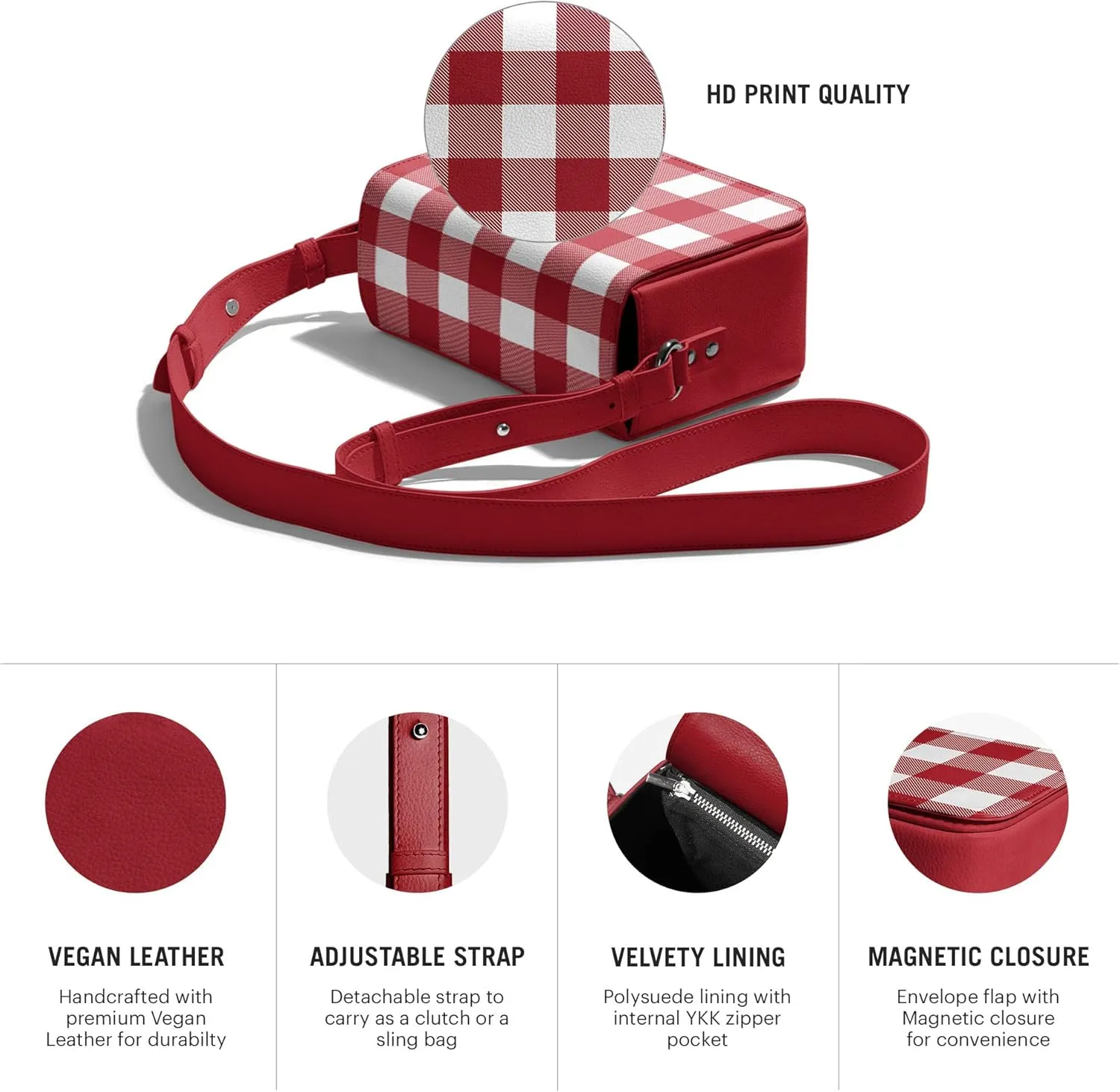 Slim Box Crossbody Purse for Women, Girls | Vegan Leather | Ladies Wallet | Shoulder Handbag | Magnetic Closure
