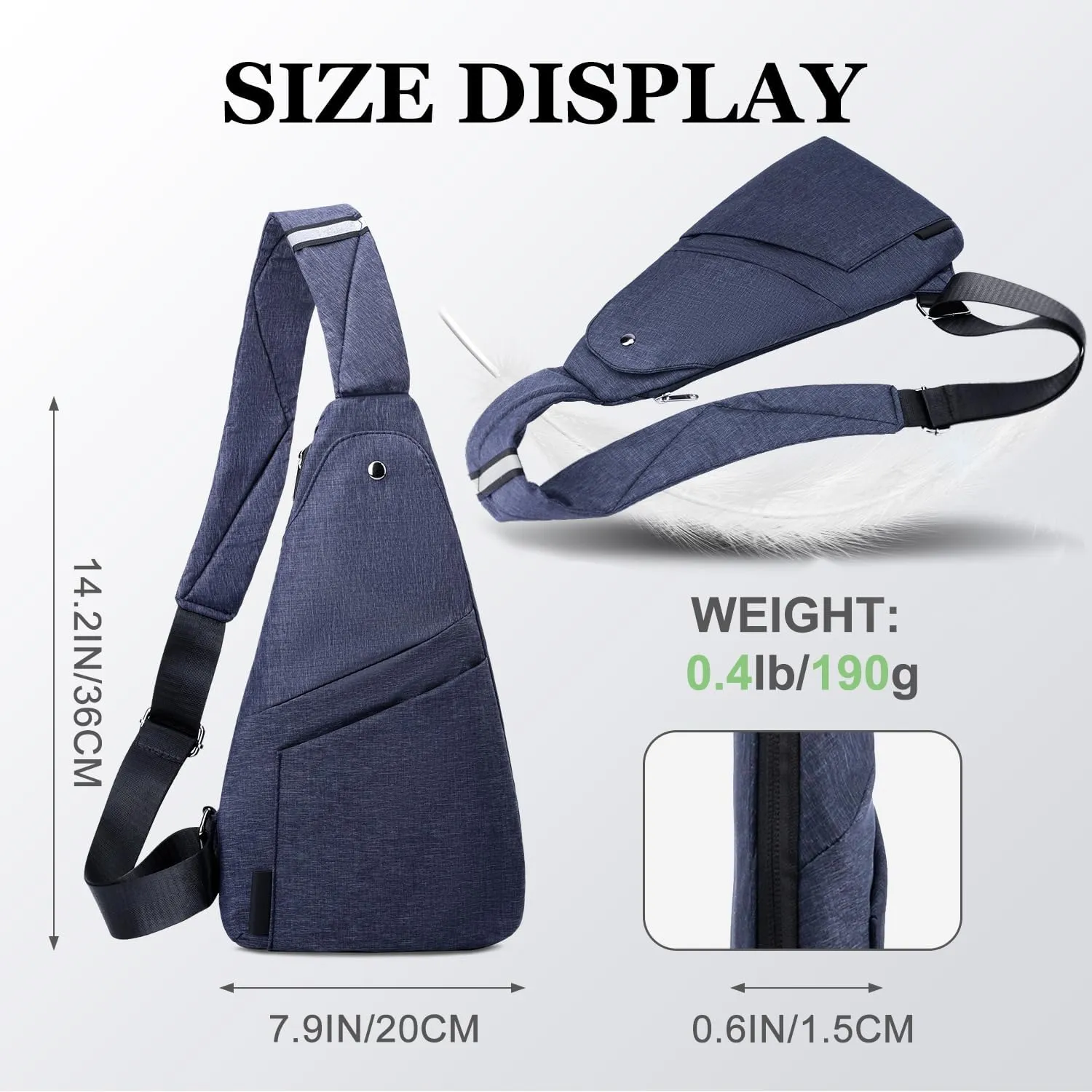 Sling Bag Anti-Thief Crossbody Personal Pocket Bag Lightweight Chest Shoulder Backpack for Travel Hiking (Dark Grey)