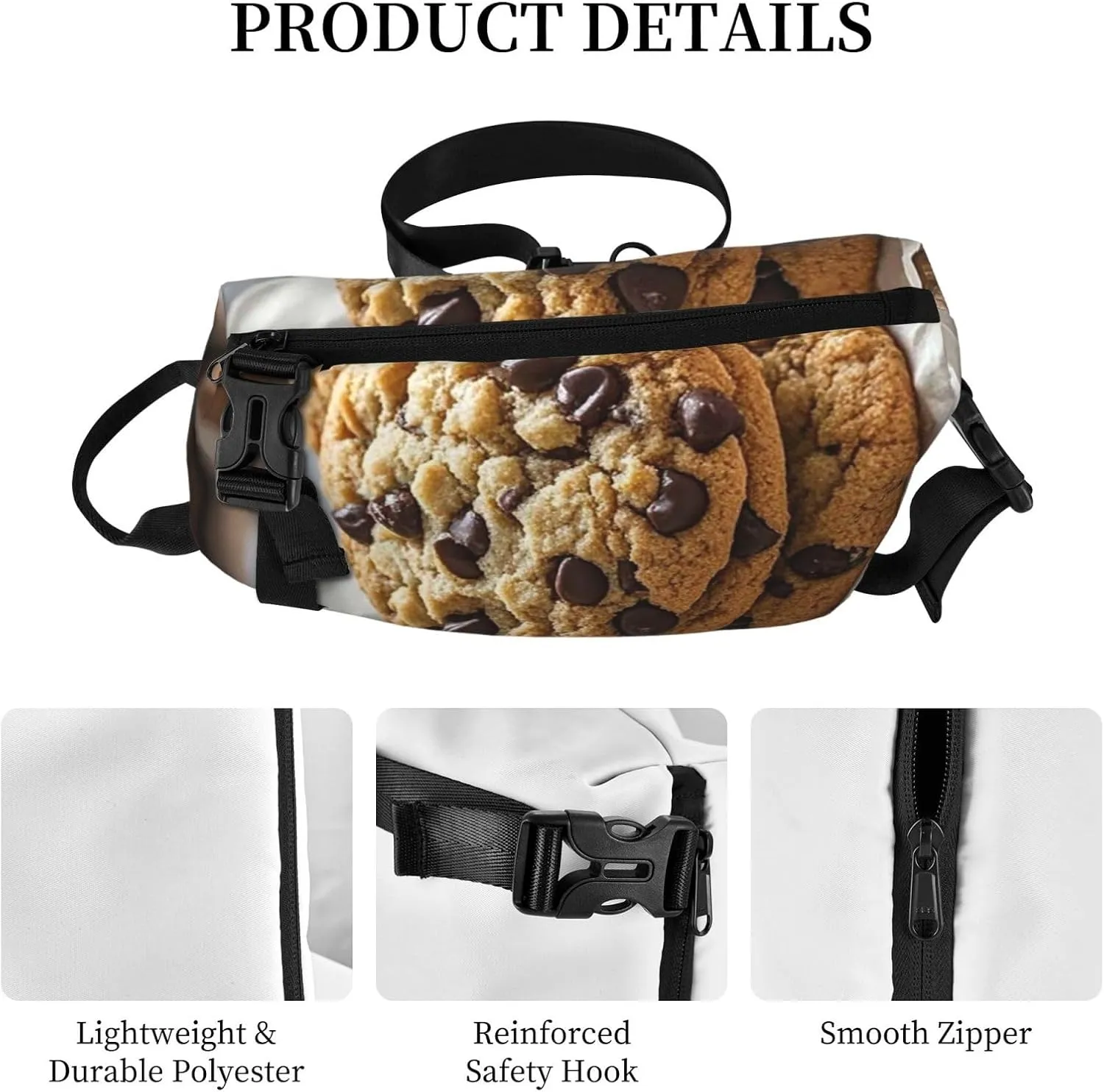 Sling Bag Crossbody Backpack for Men Women Chocolate Chip Cookies Chest Bag Crossbody Bag for Travel Sport Running