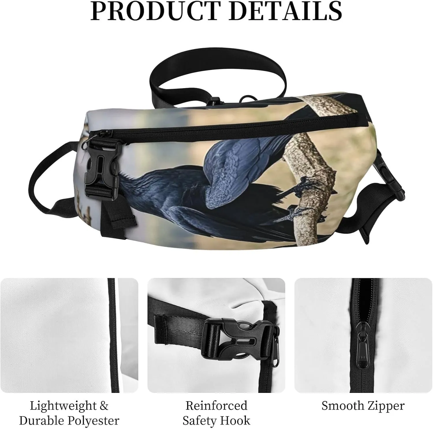 Sling Bag Crossbody Backpack for Men Women Crow Birds Chest Bag Crossbody Bag for Travel Sport Running