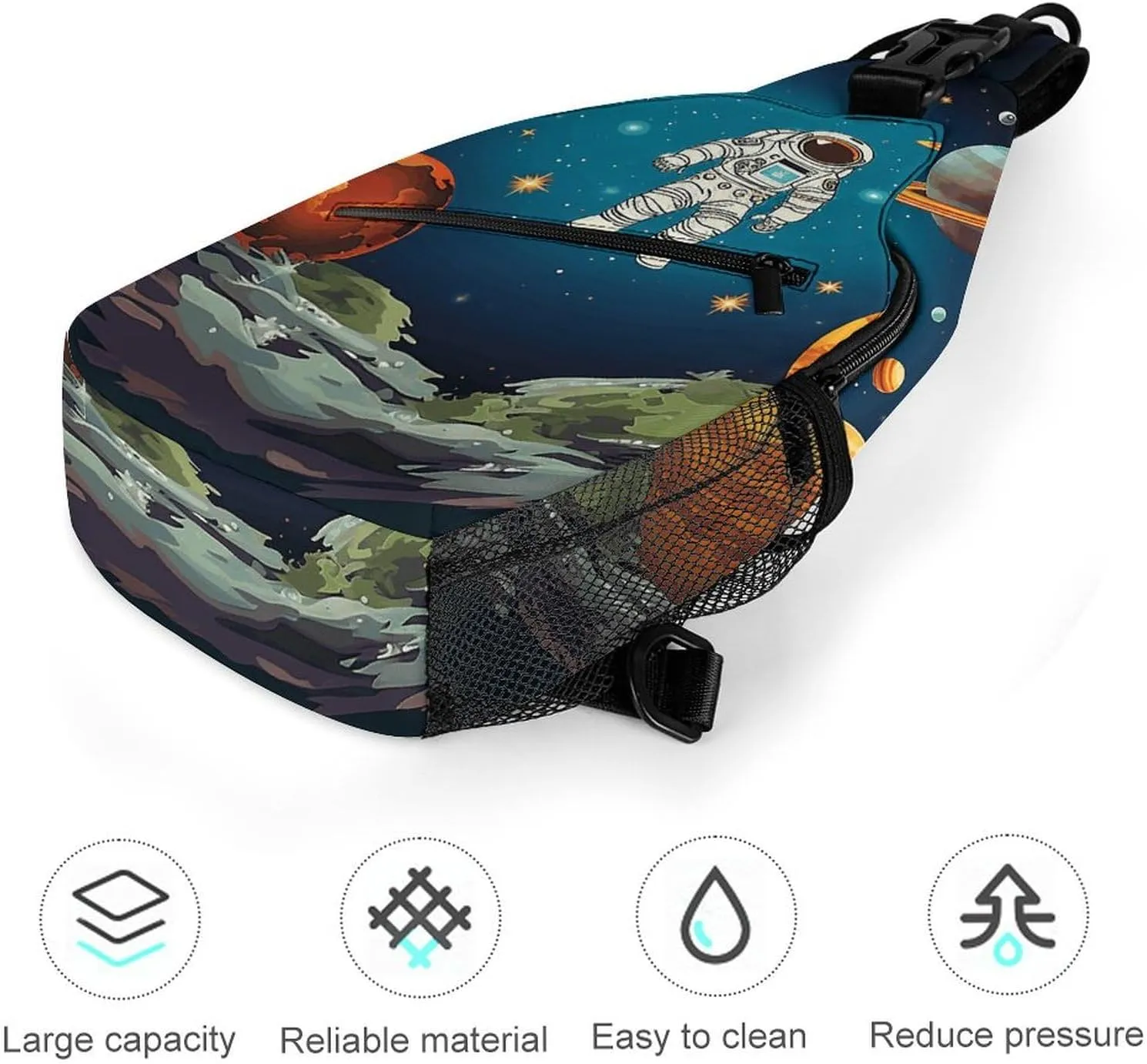 Sling Bag Crossbody Backpack for Men Women Outer Space Rocket Astronaut Chest Bag Crossbody Bag for Travel Sport Running
