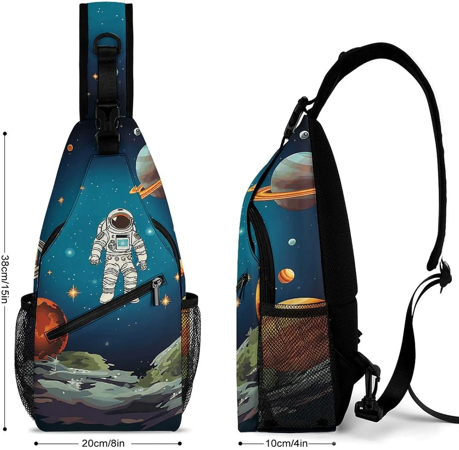 Sling Bag Crossbody Backpack for Men Women Outer Space Rocket Astronaut Chest Bag Crossbody Bag for Travel Sport Running