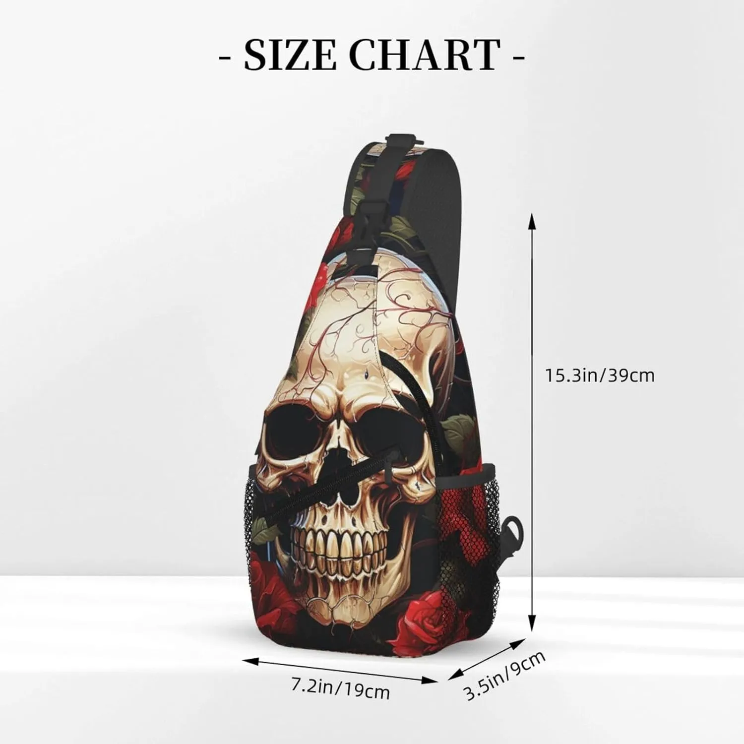 Sling Bag Crossbody Backpack for Men Women Skull Rose-Red Chest Bag Crossbody Bag for Travel Sport Running