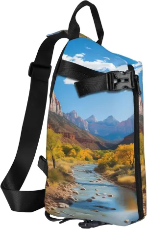 Sling Bag Crossbody Backpack for Men Women Zion national park Chest Bag Crossbody Bag for Travel Sport Running