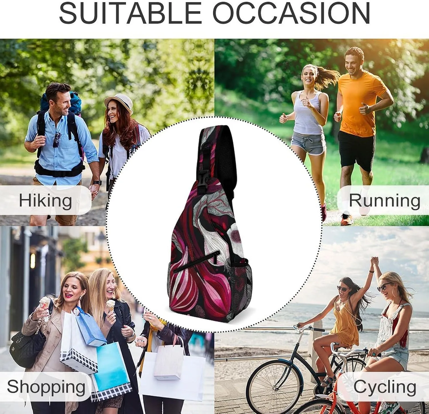 Sling Bag Crossbody Shoulder Bag Cross Chest Bag Beautiful Village Painting Sling Backpack Travel Hiking Daypack
