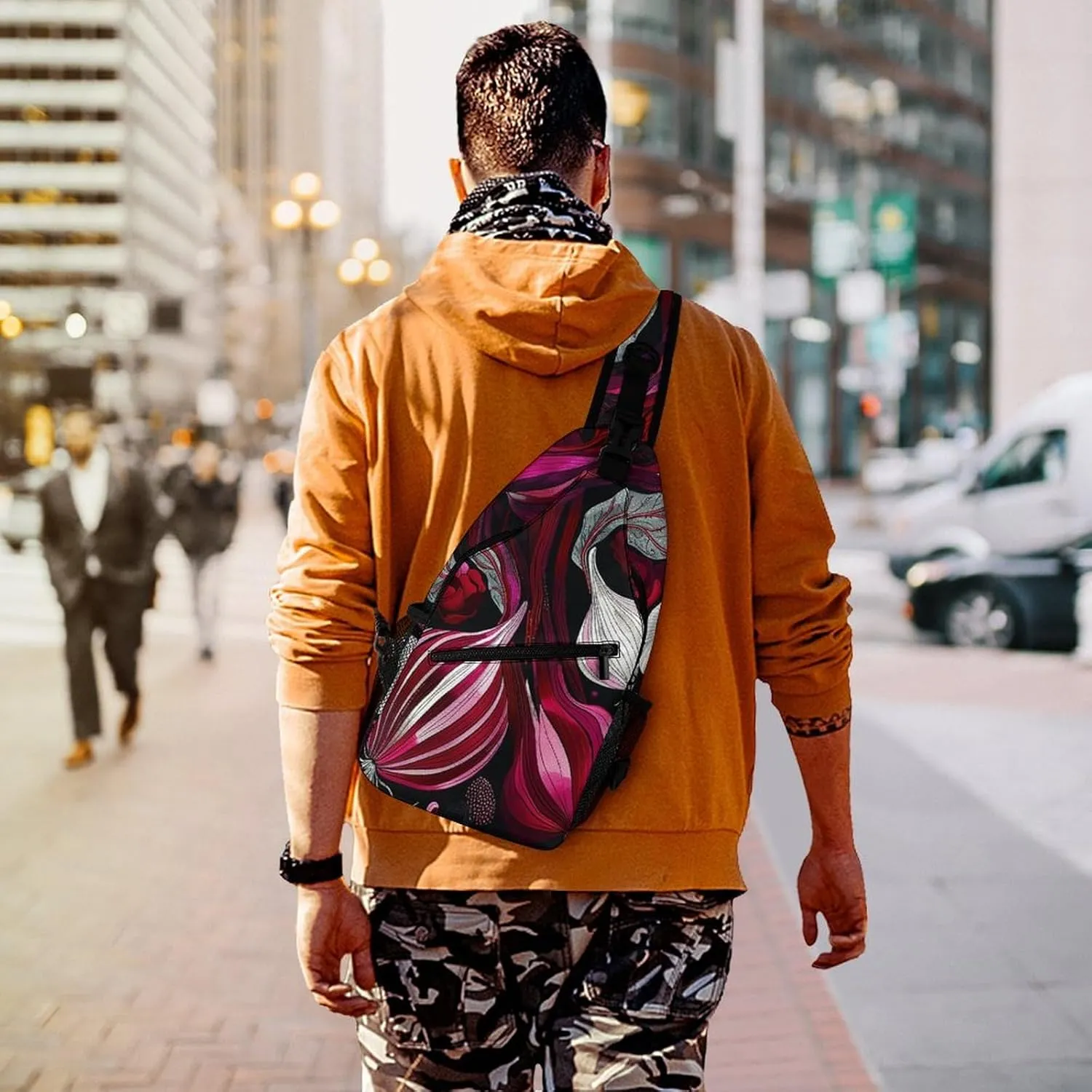 Sling Bag Crossbody Shoulder Bag Cross Chest Bag Beautiful Village Painting Sling Backpack Travel Hiking Daypack
