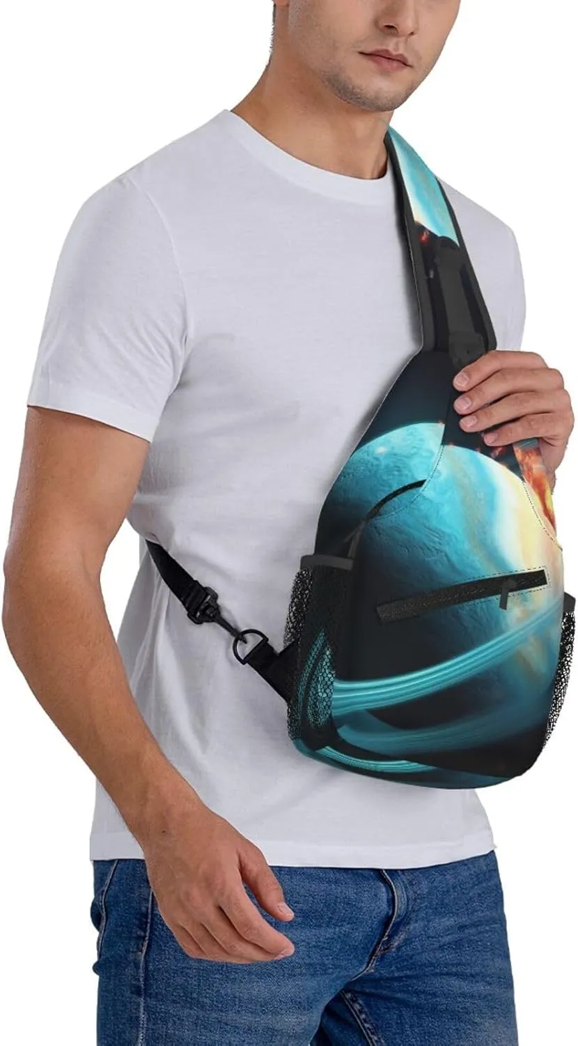 Sling Bag Crossbody Sling Backpack for Men Women Uranus Impact Cross Chest Bag Travel Hiking Daypack