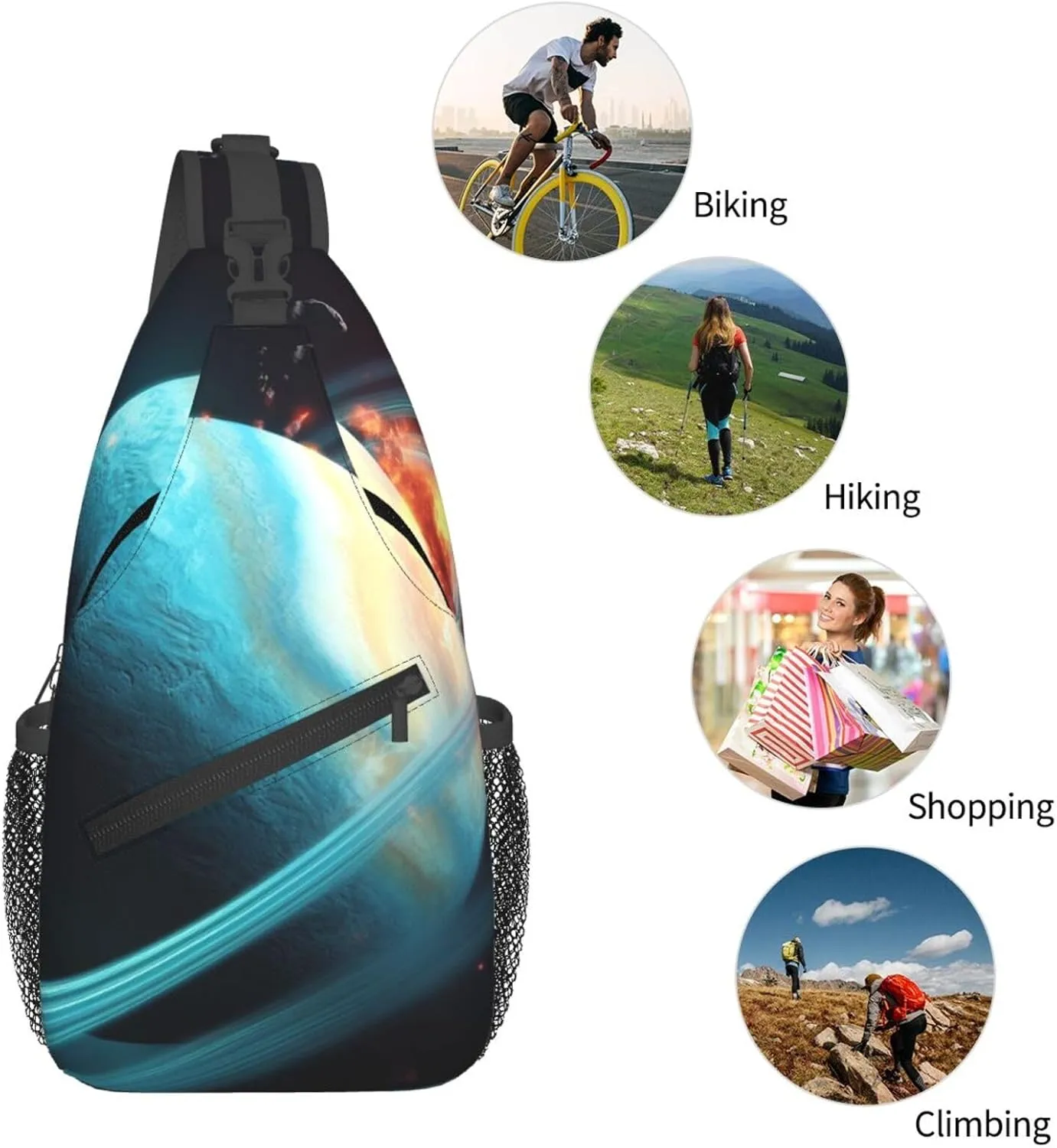 Sling Bag Crossbody Sling Backpack for Men Women Uranus Impact Cross Chest Bag Travel Hiking Daypack