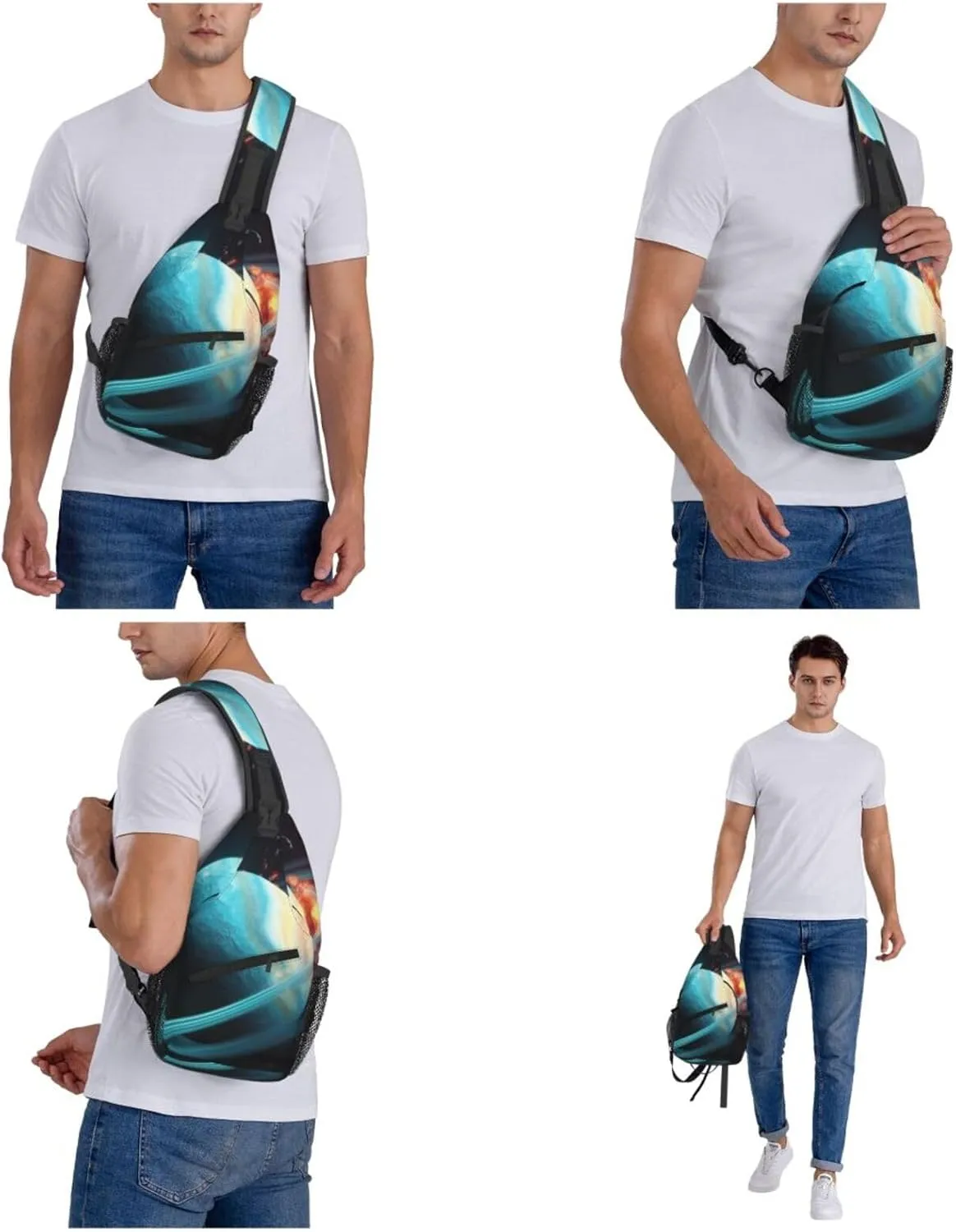 Sling Bag Crossbody Sling Backpack for Men Women Uranus Impact Cross Chest Bag Travel Hiking Daypack