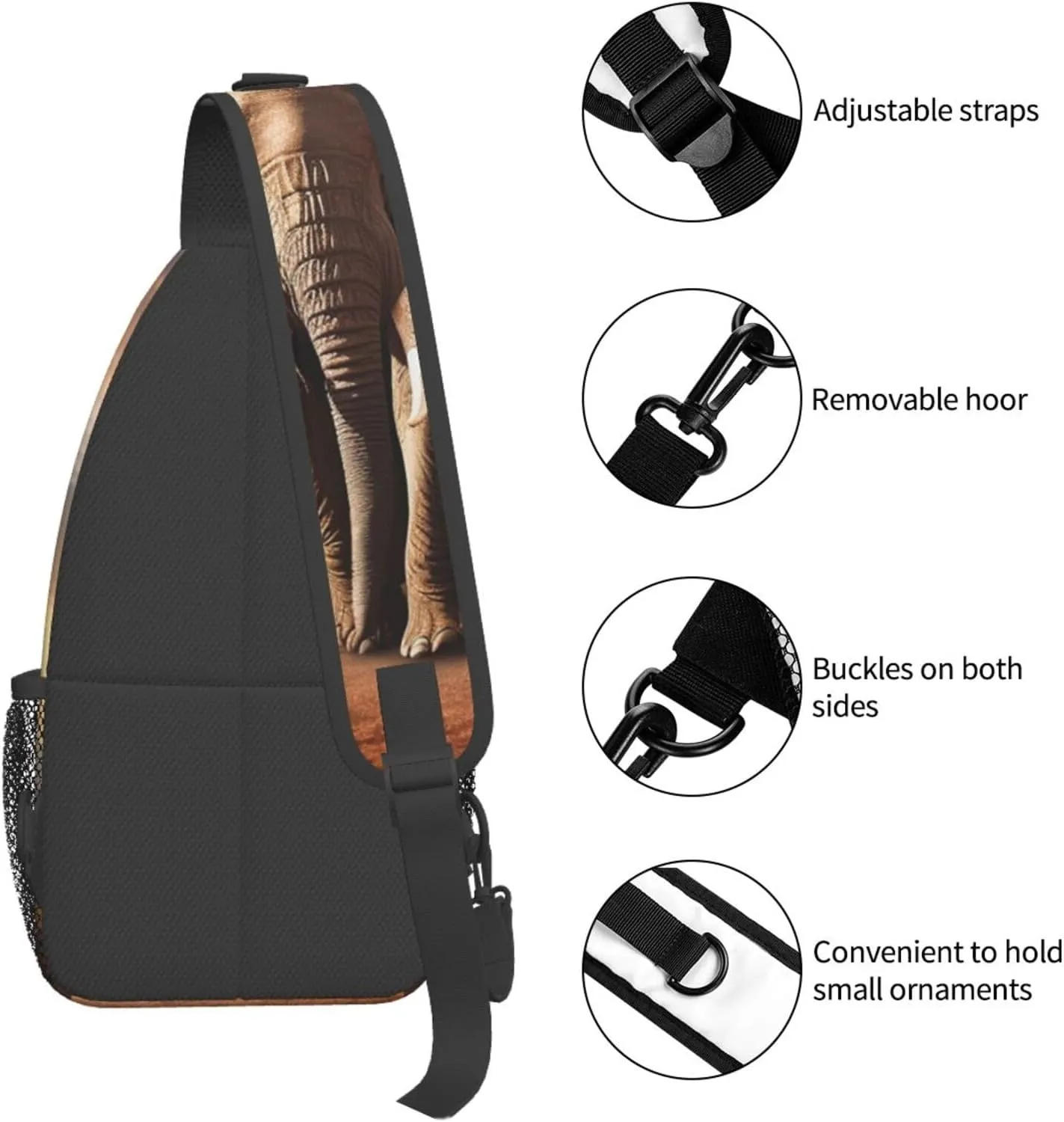 Sling Bag Crossbody Sling Backpack for Men Women Walking Elephant Cross Chest Bag Travel Hiking Daypack