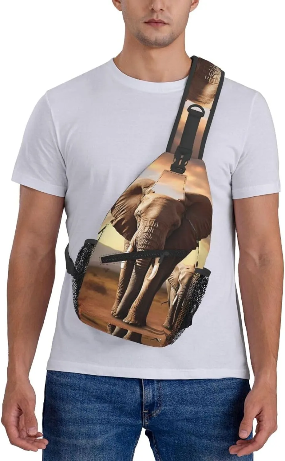 Sling Bag Crossbody Sling Backpack for Men Women Walking Elephant Cross Chest Bag Travel Hiking Daypack
