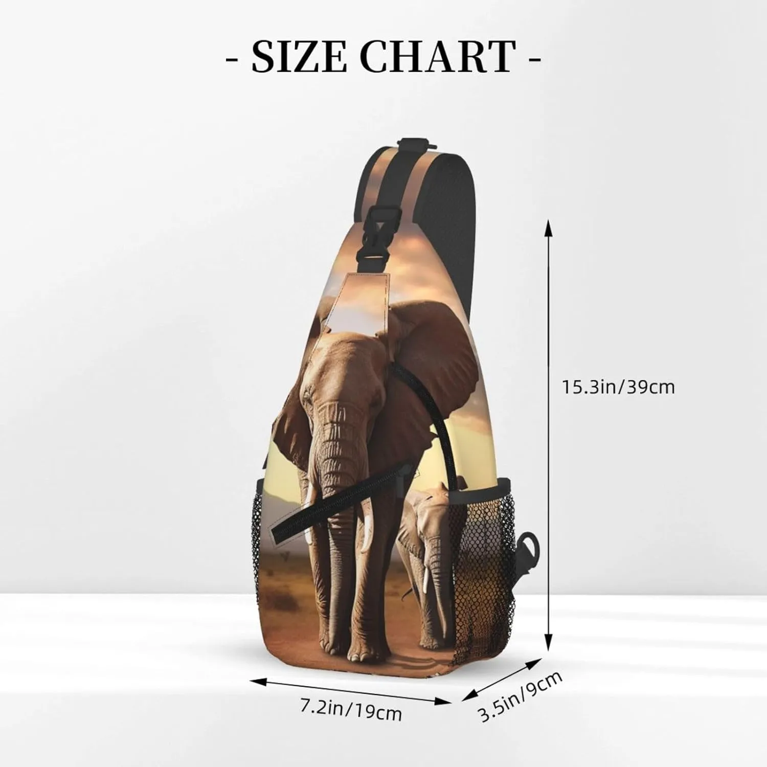 Sling Bag Crossbody Sling Backpack for Men Women Walking Elephant Cross Chest Bag Travel Hiking Daypack