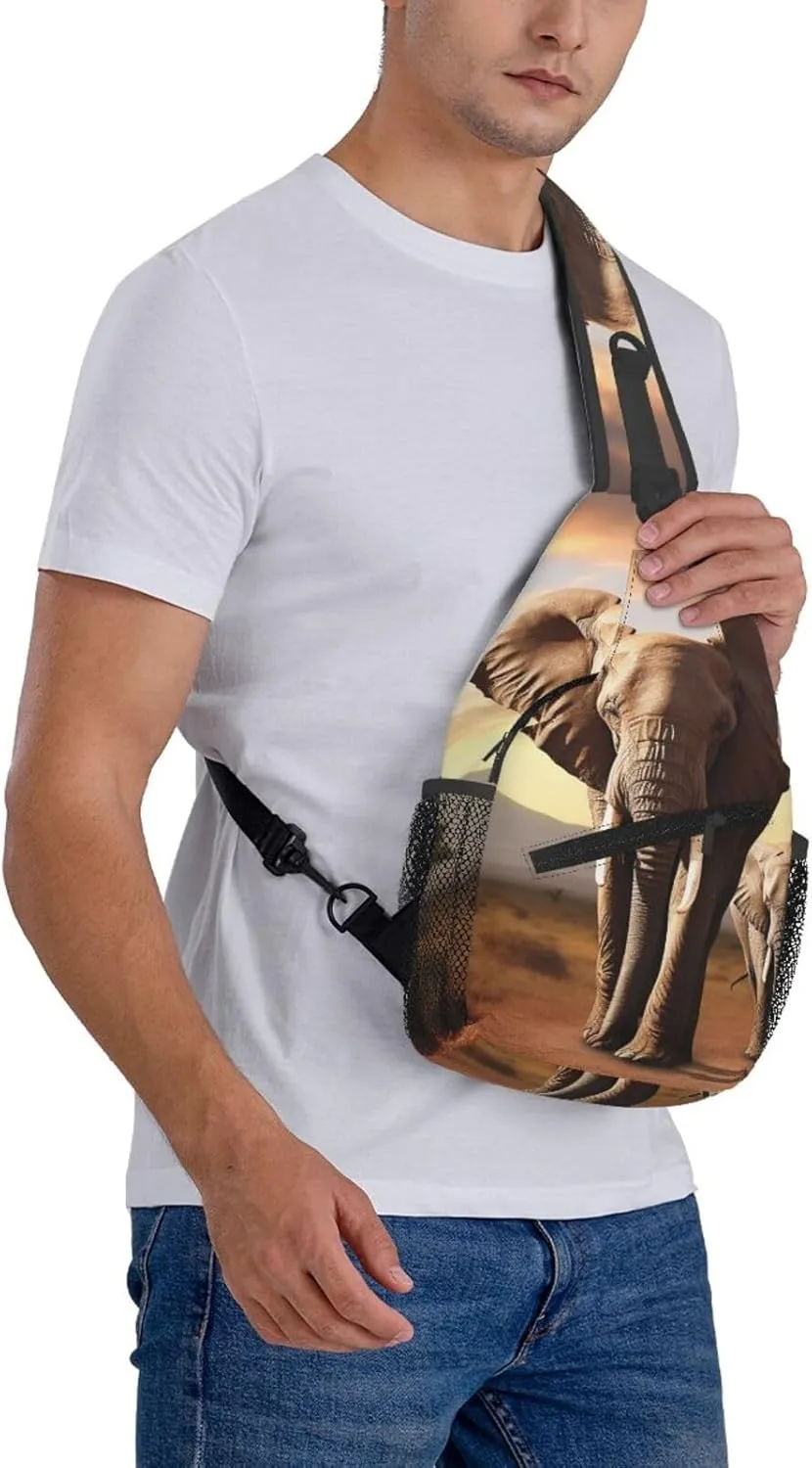 Sling Bag Crossbody Sling Backpack for Men Women Walking Elephant Cross Chest Bag Travel Hiking Daypack