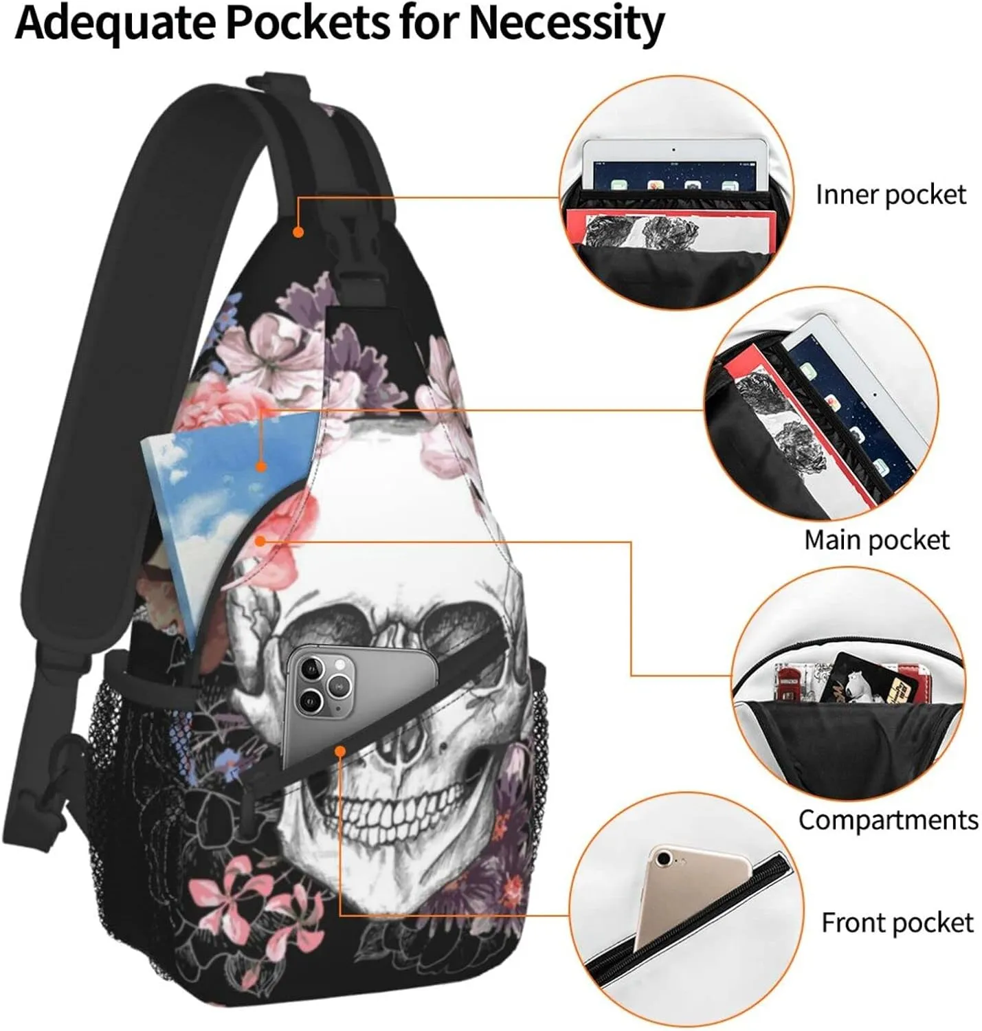 Sling Bag Crossbody Women Men Travel Chest Backpack Leisure Sports Outdoor Running Hiking