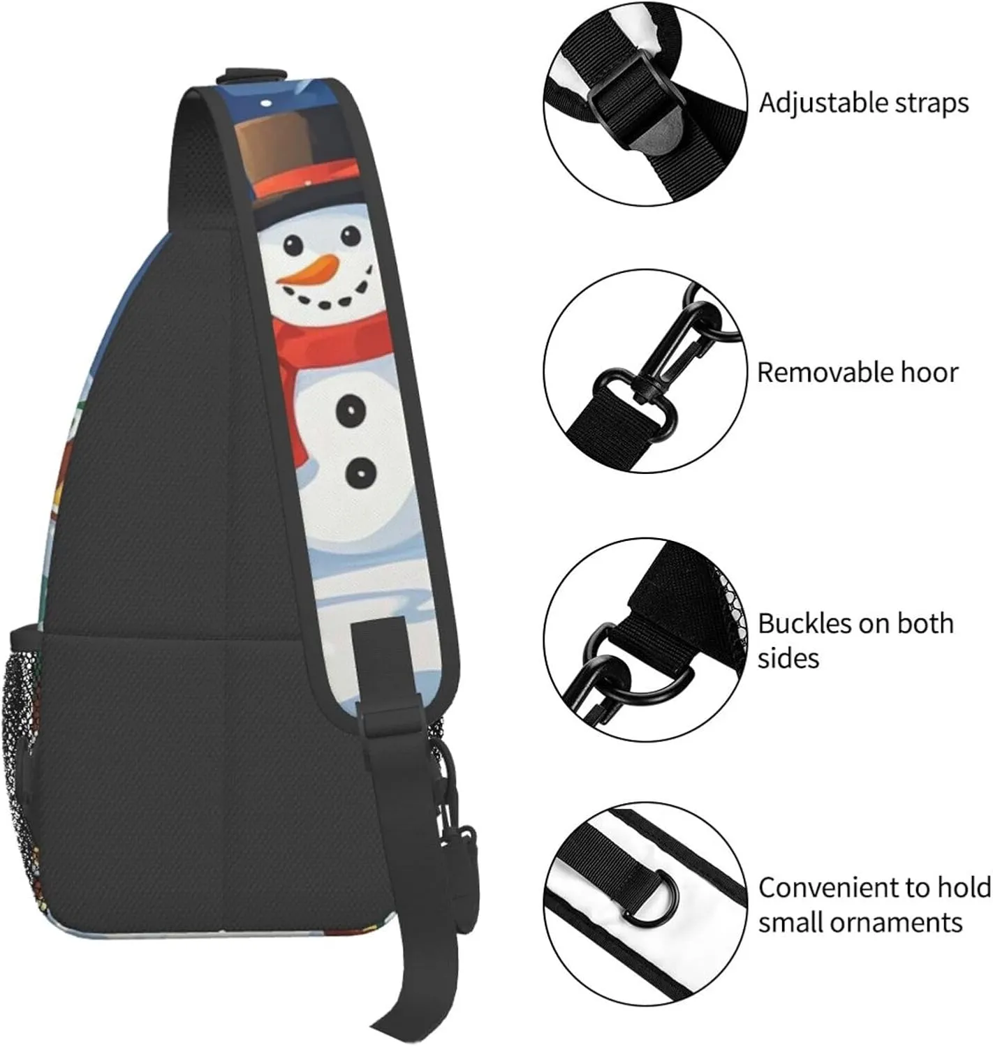 Sling Bag for Men Women Crossbody Backpack Christmas Snowmen and Houses Crossbody Bag Chest Bag for Travel Sport