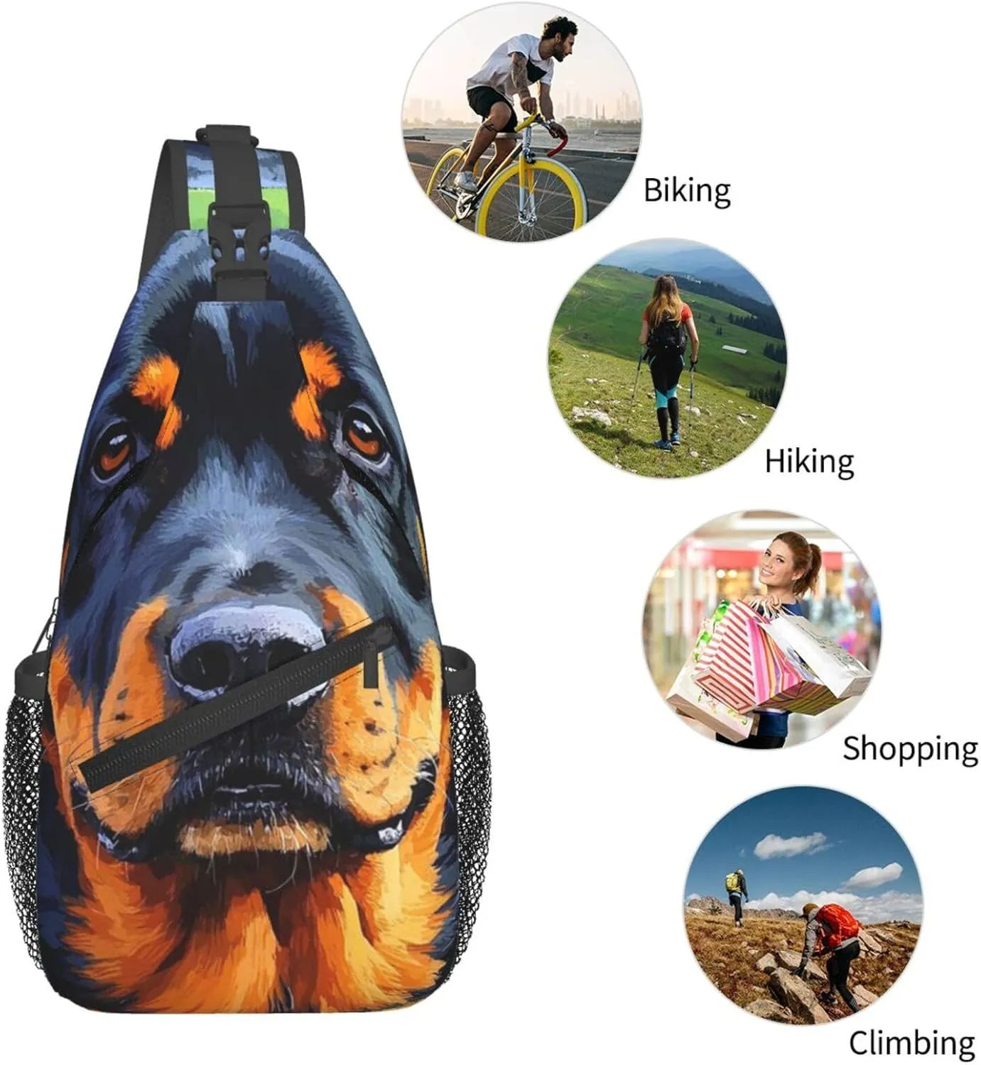 Sling Bag for Men Women Crossbody Backpack Cool Rottweiler Dog Art Crossbody Bag Chest Bag for Travel Sport