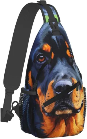 Sling Bag for Men Women Crossbody Backpack Cool Rottweiler Dog Art Crossbody Bag Chest Bag for Travel Sport